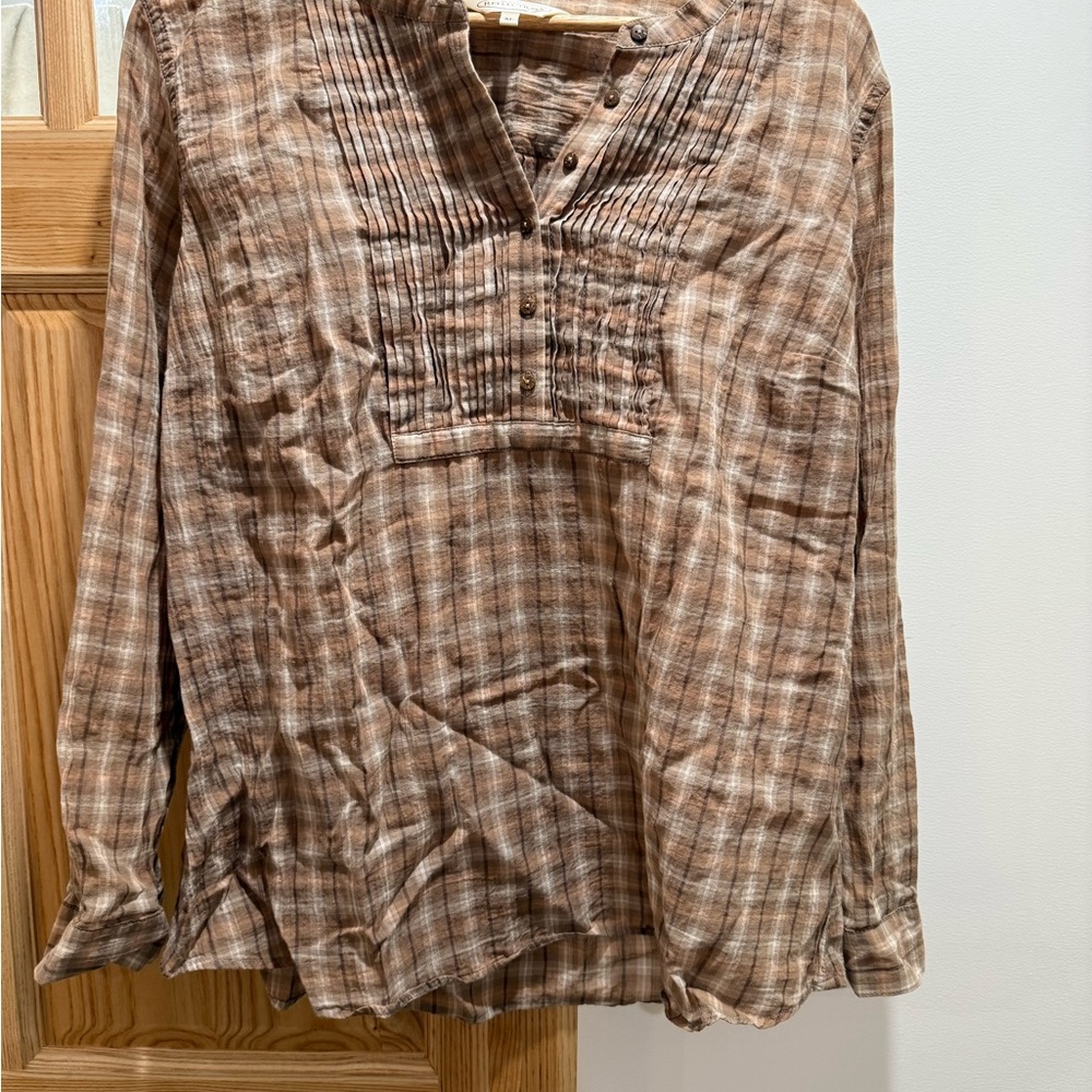 Northern Reflections Beige Checkered Button Down Shirt
